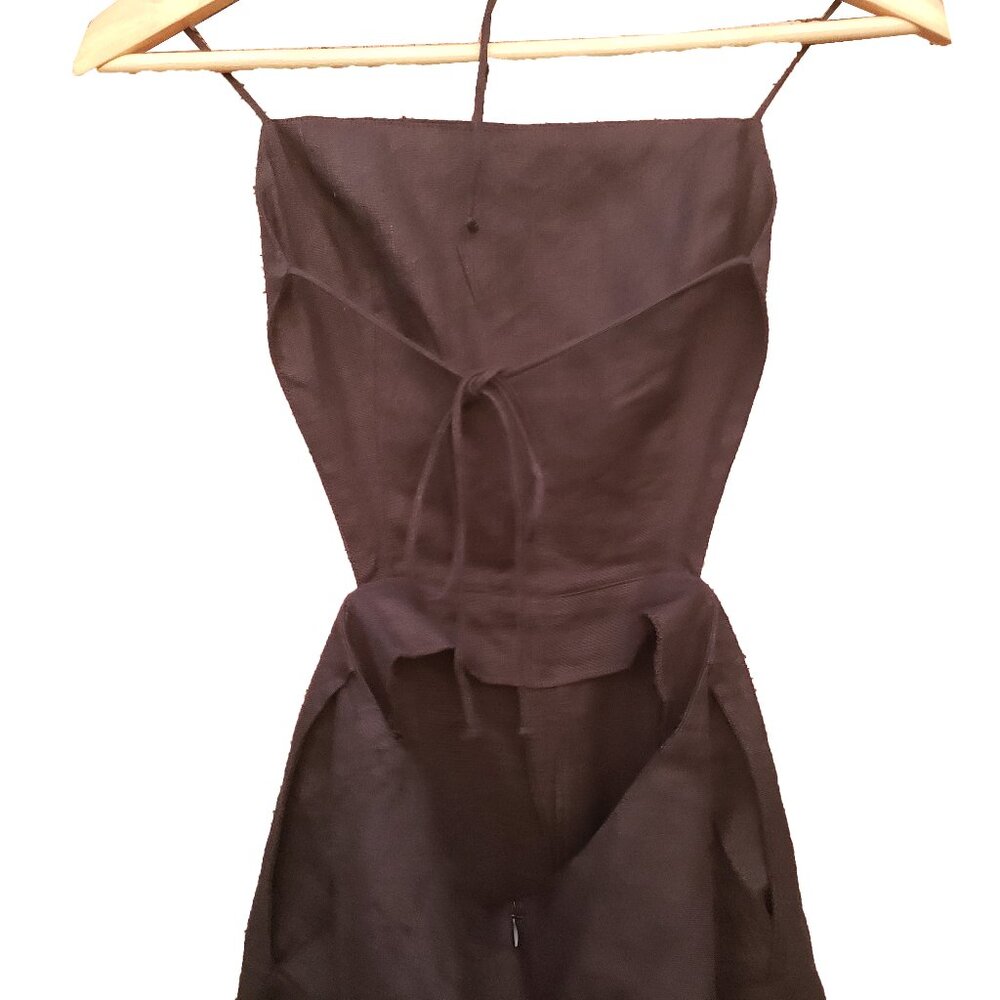 Reformation Rufus Jumpsuit 0 Black Backless Back Tie Straps Pockets Crop Leg - Picture 6 of 8
